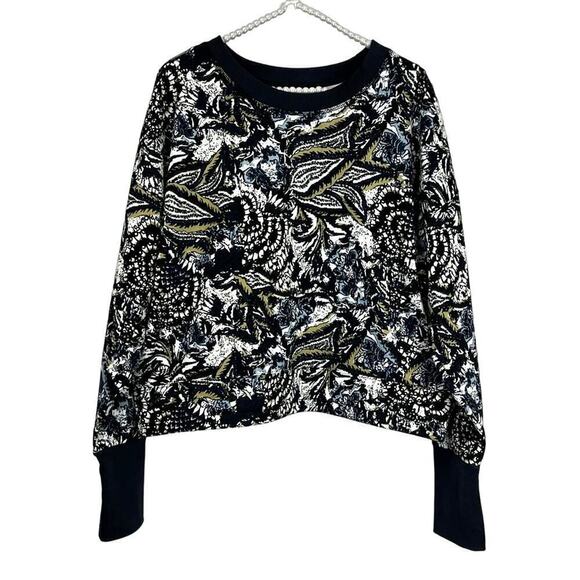 JOIE Caleigh Marbled Abstract Floral Cropped Sweatshirt SZ XL - Picture 1 of 7